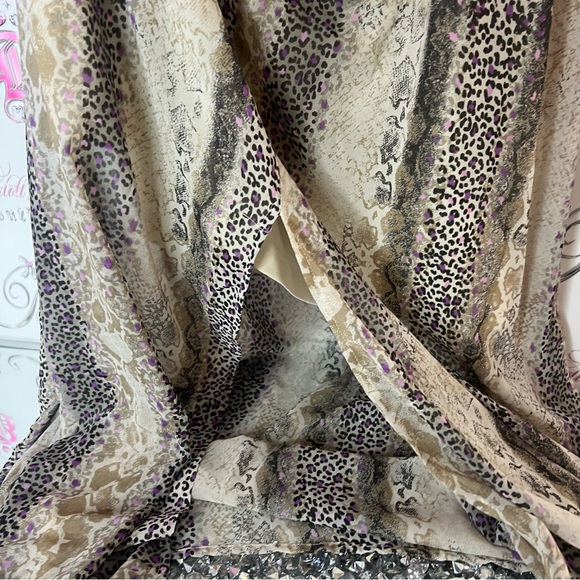 Denver Hayes Animal Print Maxi Dress pink purple cheetah print beige flowy - Picture 5 of 6